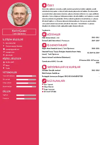 Tarih Öğretmeni Cv Örnekleri cv indir